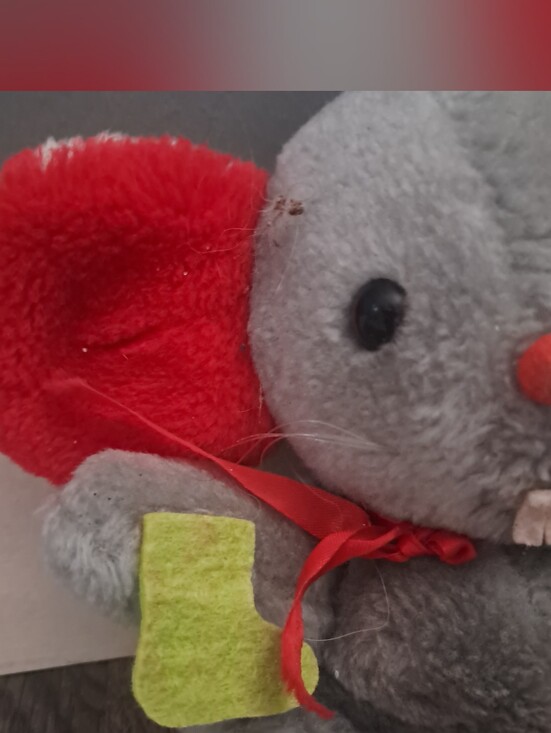 Russ Other - Vintage Russ Berrie STUFFY Christmas Mouse Plush Stuffed Animal Red Gray